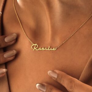 Custom Name Necklace, Gold Plated