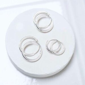 Sterling Silver Hoop Earrings Set